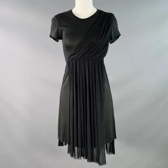A.L.C. | Dresses | Alc Size 4 Black Modal Silk Mesh Mixed Fabrics Short  Sleeve Dress | Poshmark